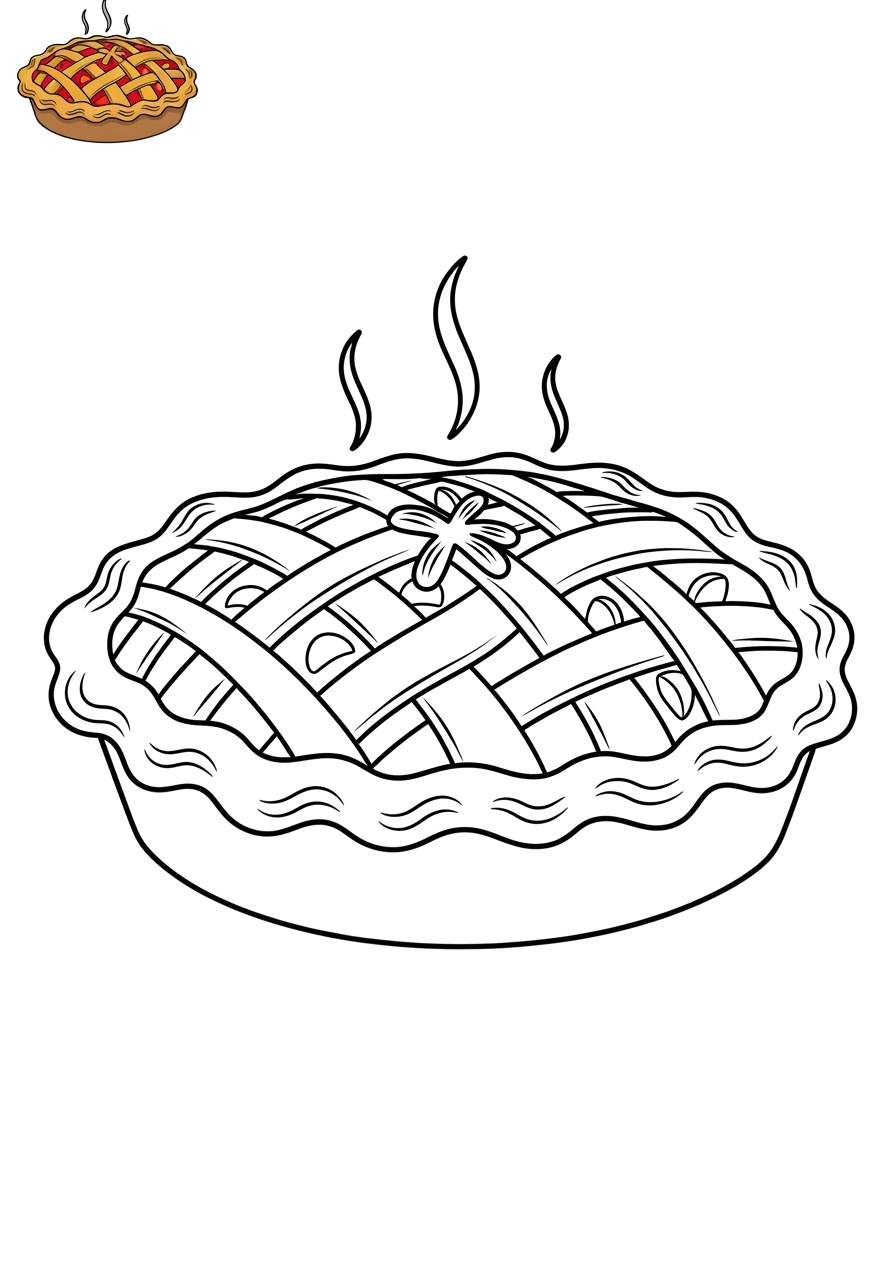 easy food and treats Desserts pie kids coloring page 0
