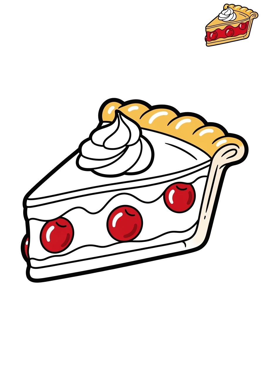 easy food and treats Desserts pie kids coloring page 1
