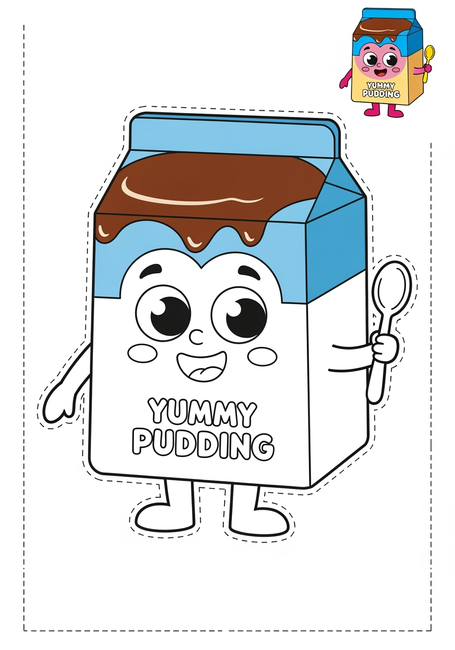 easy food and treats Desserts pudding kids coloring page 1
