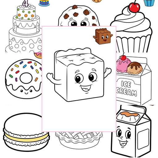 Easy Food and Treats Desserts Coloring Sheets Collections Thumbnail