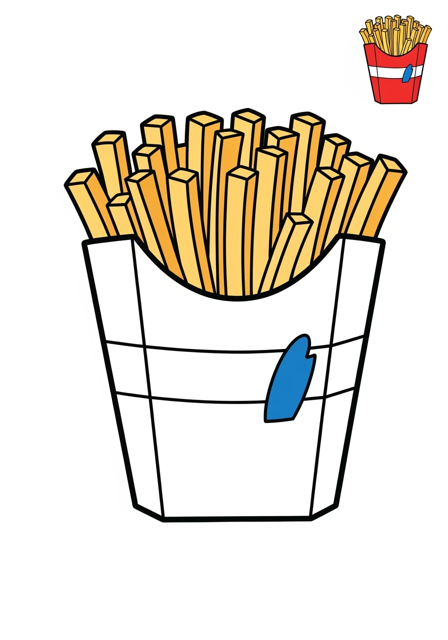 easy food and treats Snacks & Meals fries kids coloring page 0