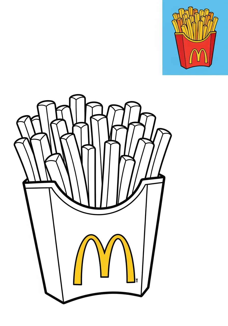 easy food and treats Snacks & Meals fries kids coloring page 1