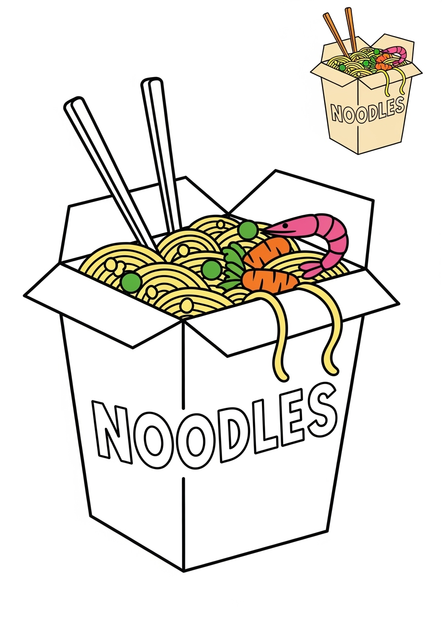 easy food and treats Snacks & Meals noodles kids coloring page 0
