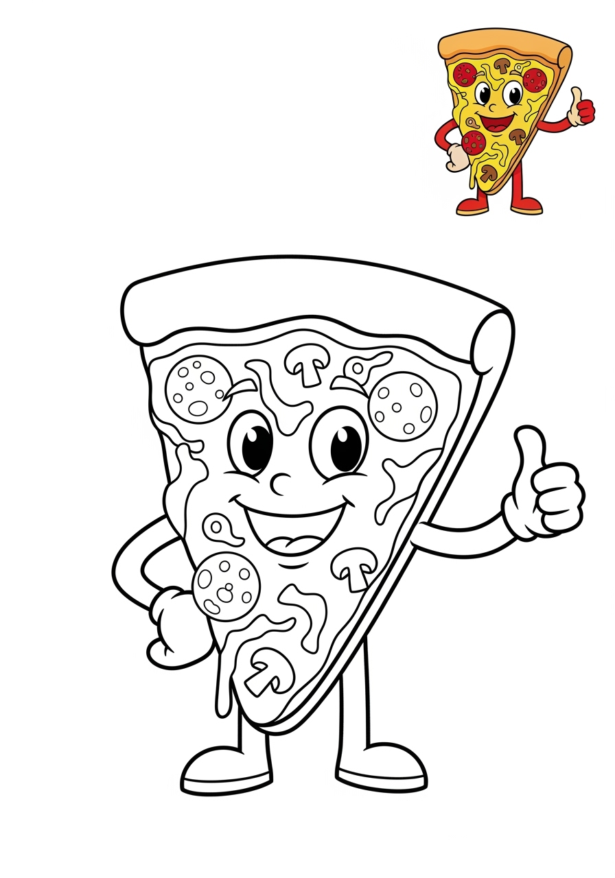 easy food and treats Snacks & Meals pizza kids coloring page 0