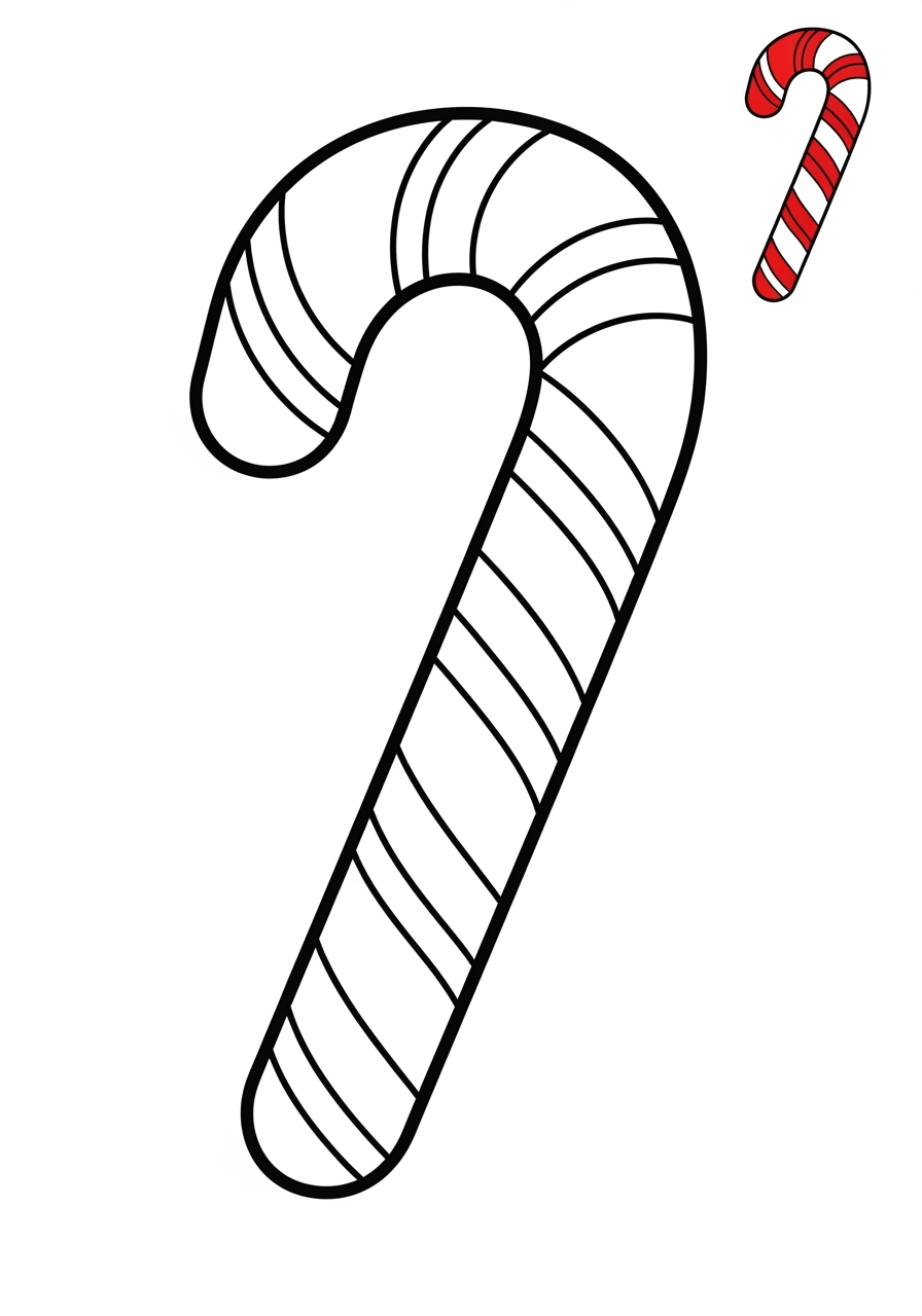 easy holidays and celebrations Christmas candy cane kids coloring page 1