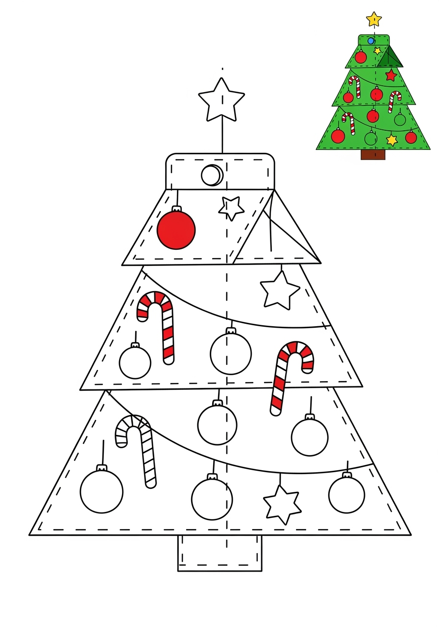 easy holidays and celebrations Christmas christmas tree kids coloring page 0