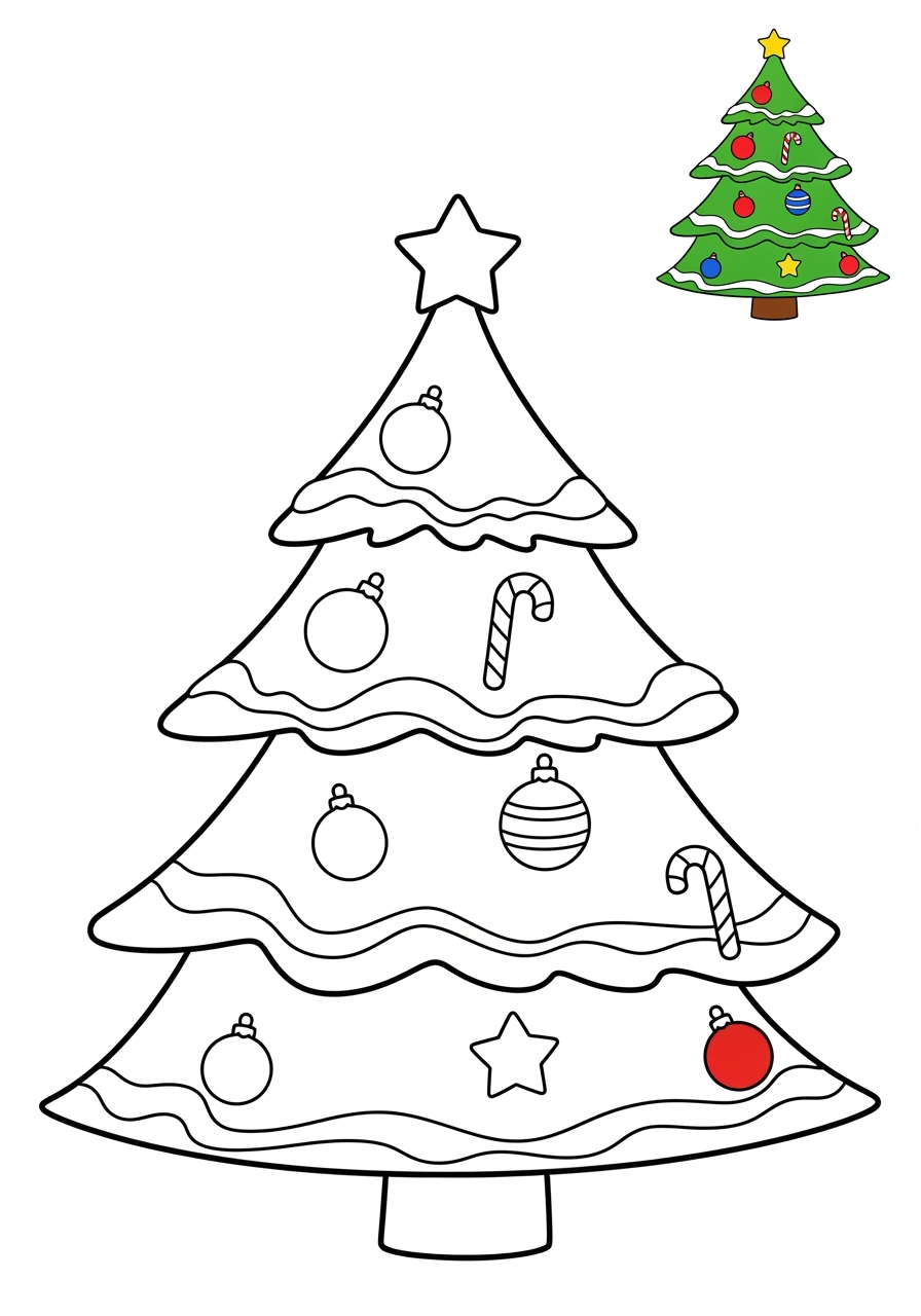easy holidays and celebrations Christmas christmas tree kids coloring page 1
