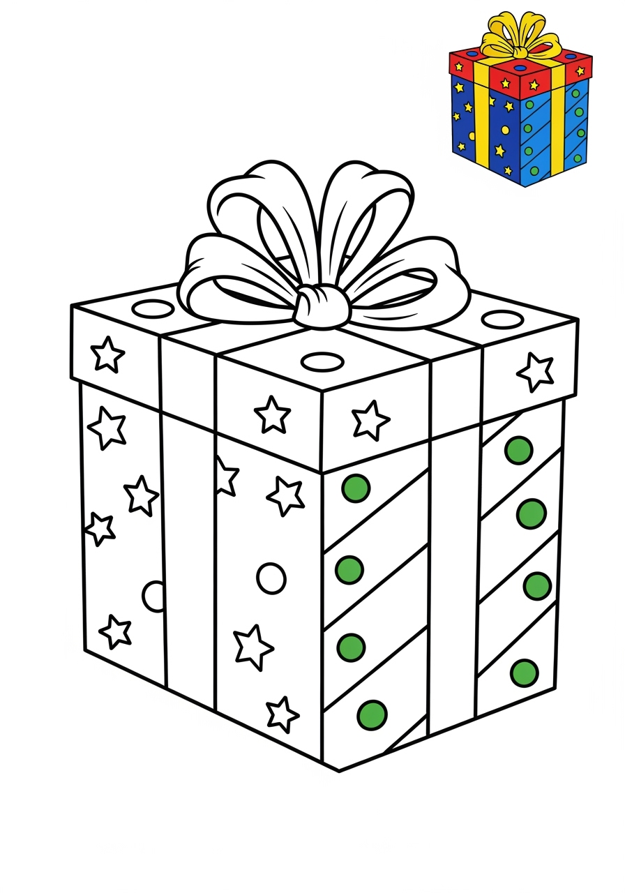 easy holidays and celebrations Christmas gift box kids coloring page 0