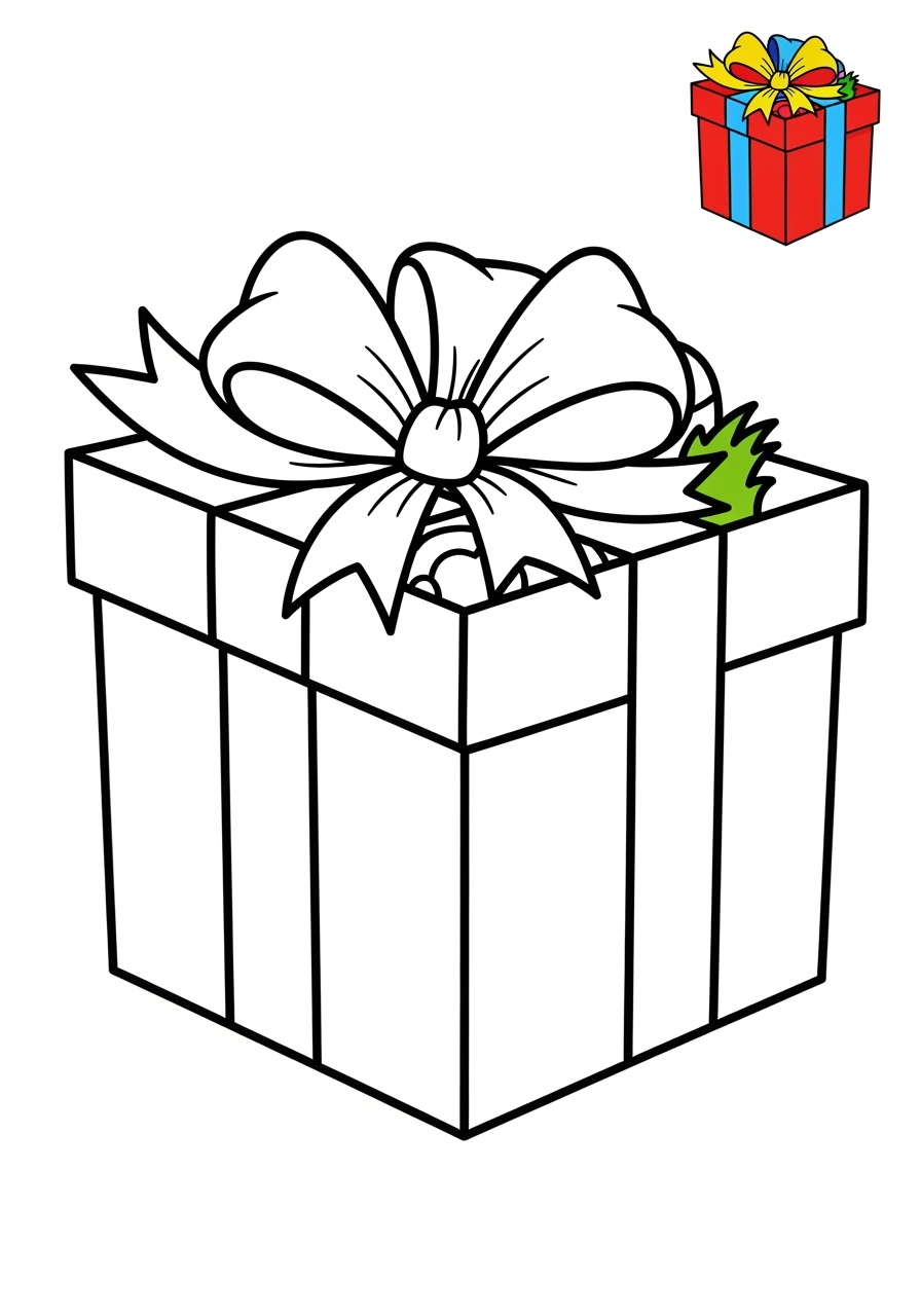 easy holidays and celebrations Christmas gift box kids coloring page 1