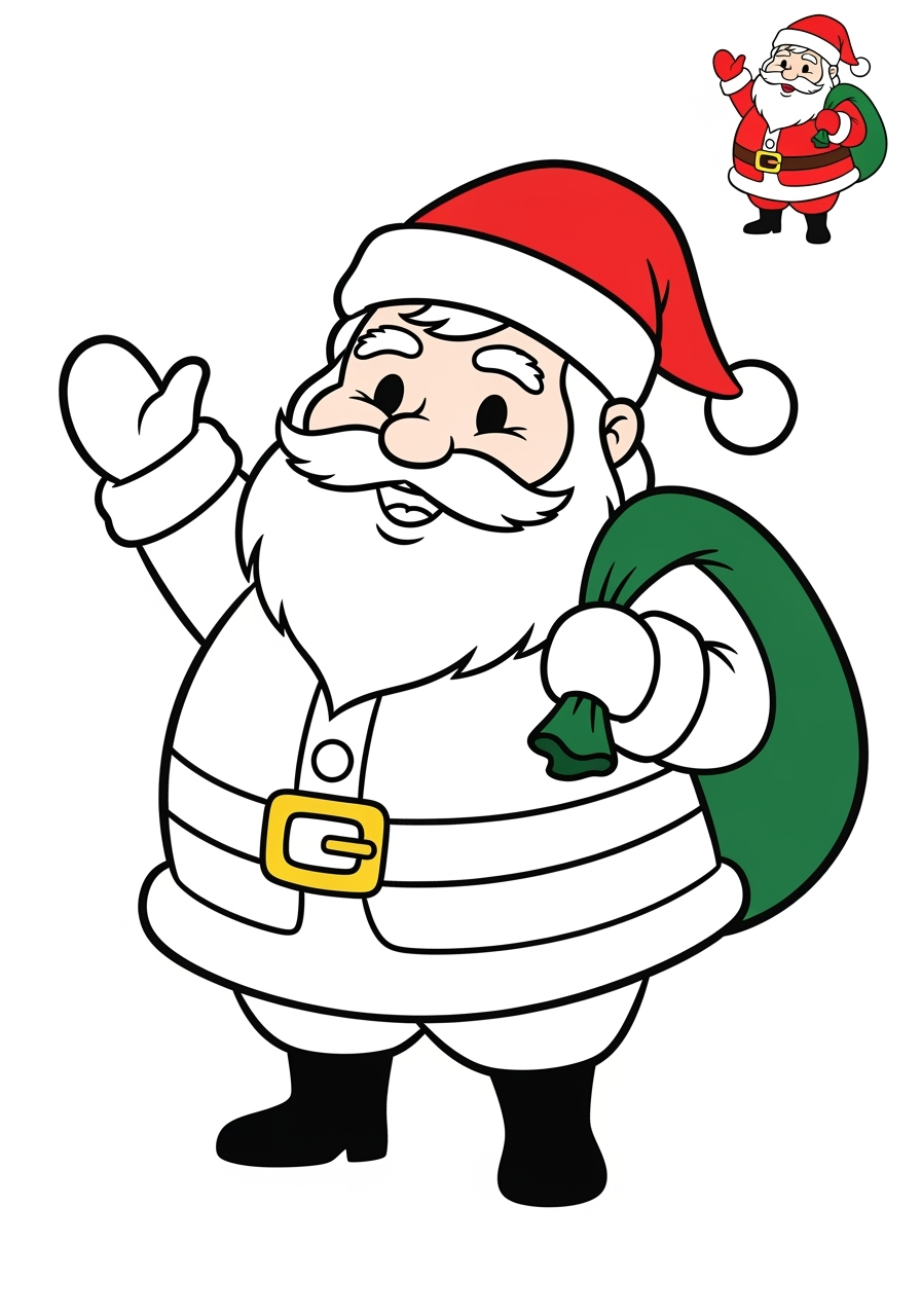 easy holidays and celebrations Christmas santa claus kids coloring page 0