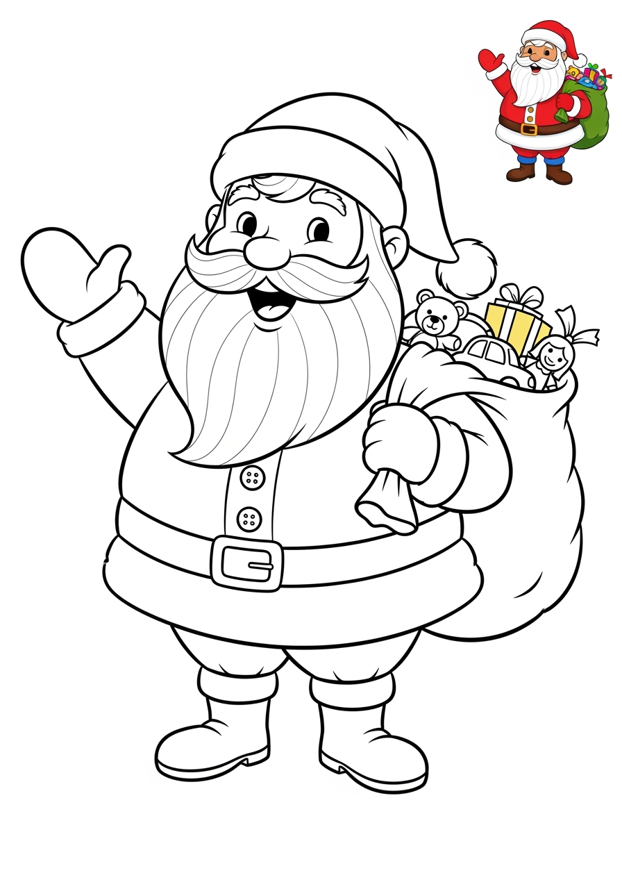 easy holidays and celebrations Christmas santa claus kids coloring page 1