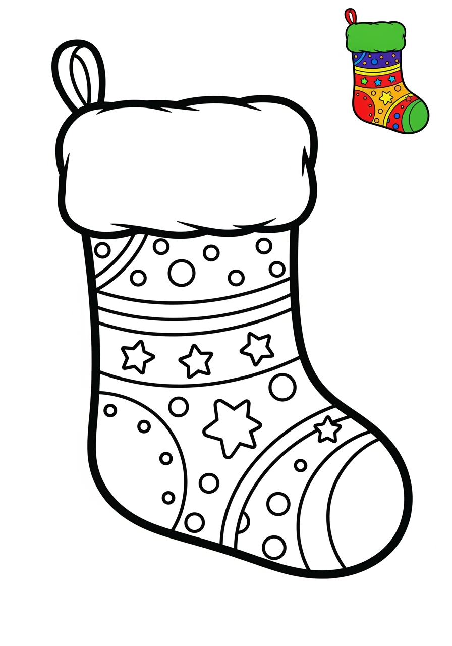 easy holidays and celebrations Christmas stocking kids coloring page 0