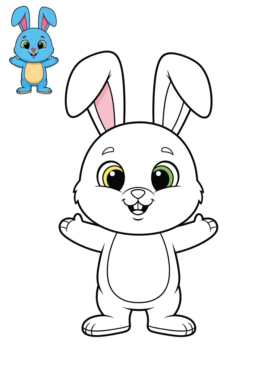 easy holidays and celebrations Easter bunny kids coloring page 0