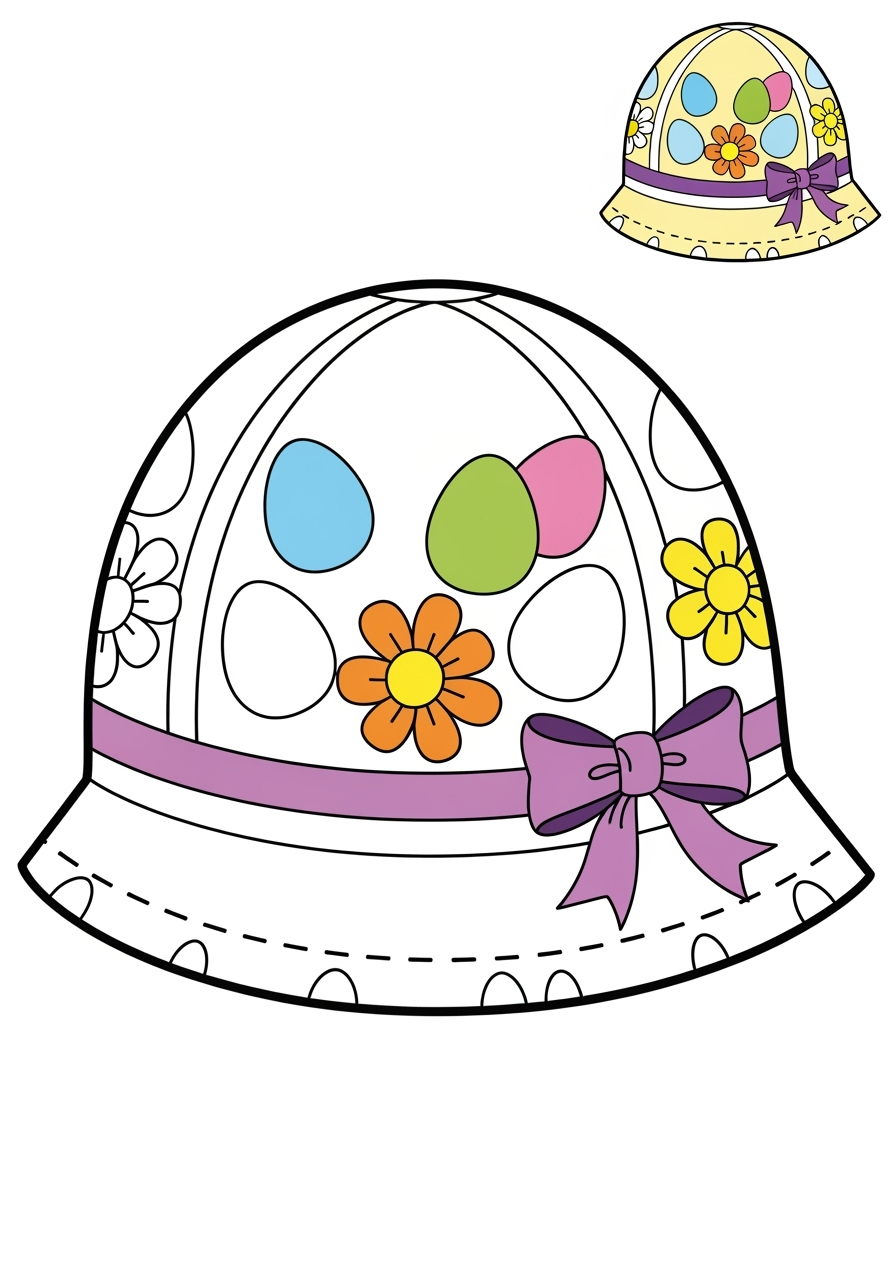 easy holidays and celebrations Easter easter bonnet kids coloring page 1