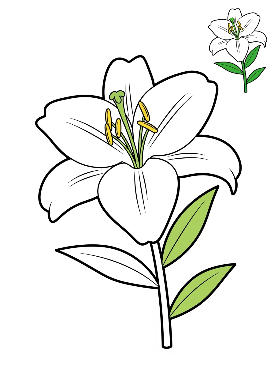 easy holidays and celebrations Easter easter lily kids coloring page 0