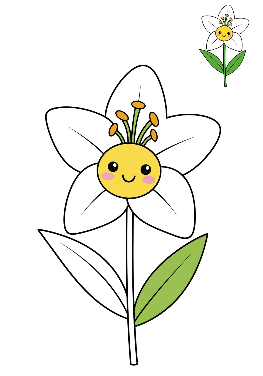 easy holidays and celebrations Easter easter lily kids coloring page 1