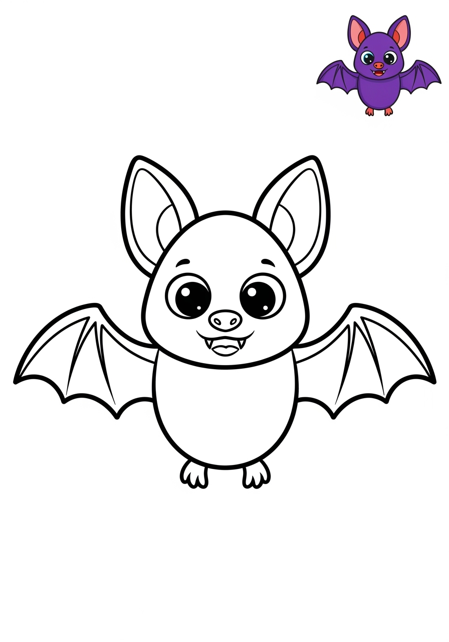 easy holidays and celebrations Halloween bat kids coloring page 1