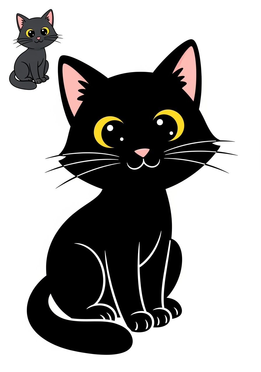 easy holidays and celebrations Halloween black cat kids coloring page 0