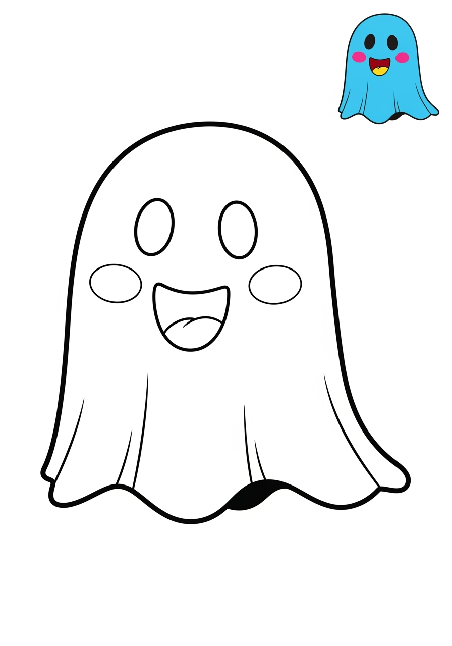 easy holidays and celebrations Halloween ghost kids coloring page 1