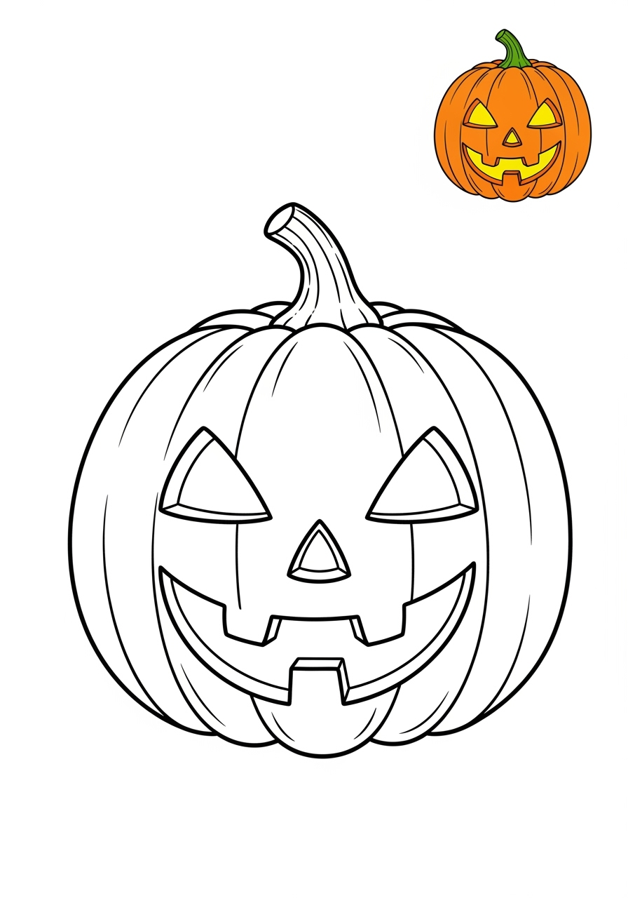 easy holidays and celebrations Halloween jack o lantern kids coloring page 1