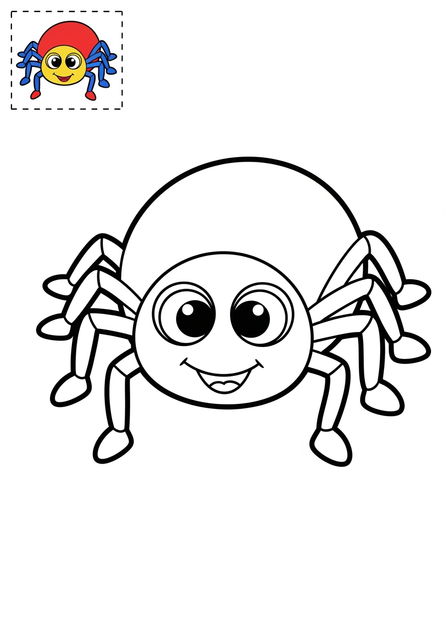 easy holidays and celebrations Halloween spider kids coloring page 1