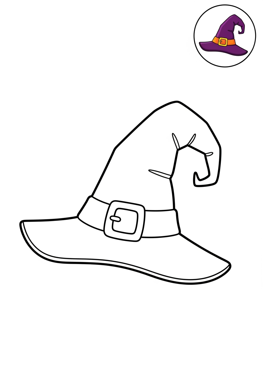 easy holidays and celebrations Halloween witch hat kids coloring page 0