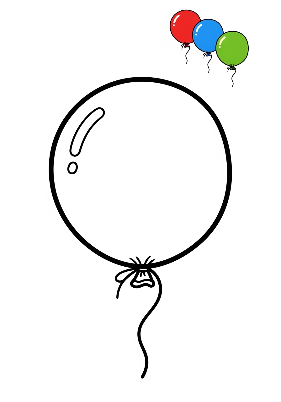 easy holidays and celebrations Birthday & Others balloon kids coloring page 1