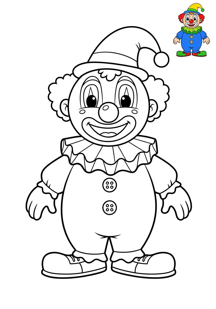 easy holidays and celebrations Birthday & Others clown kids coloring page 1