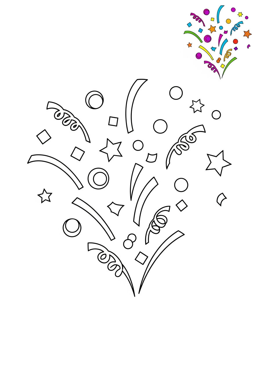 easy holidays and celebrations Birthday & Others confetti kids coloring page 0