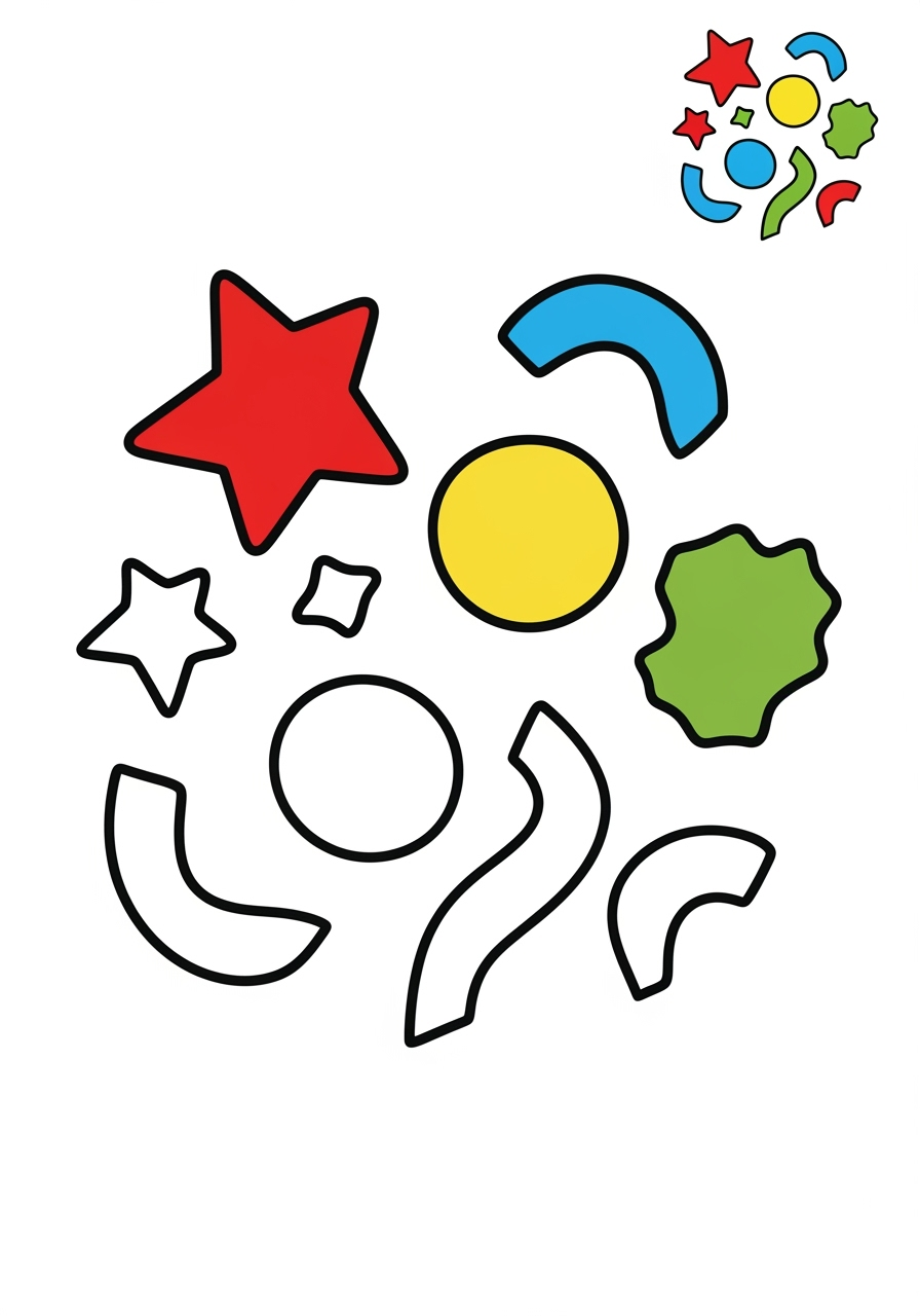easy holidays and celebrations Birthday & Others confetti kids coloring page 1