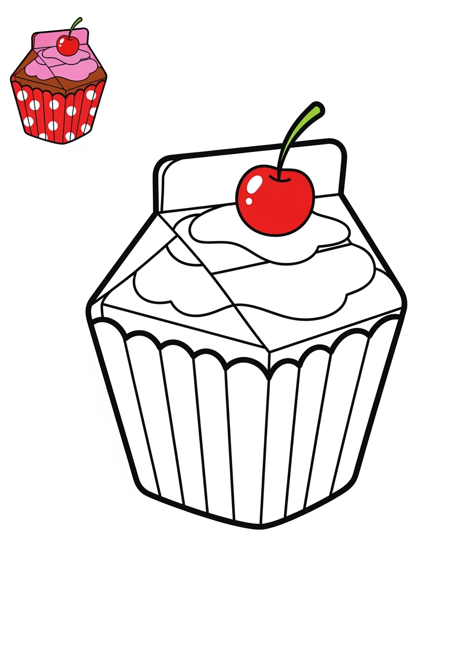 easy holidays and celebrations Birthday & Others cupcake kids coloring page 1