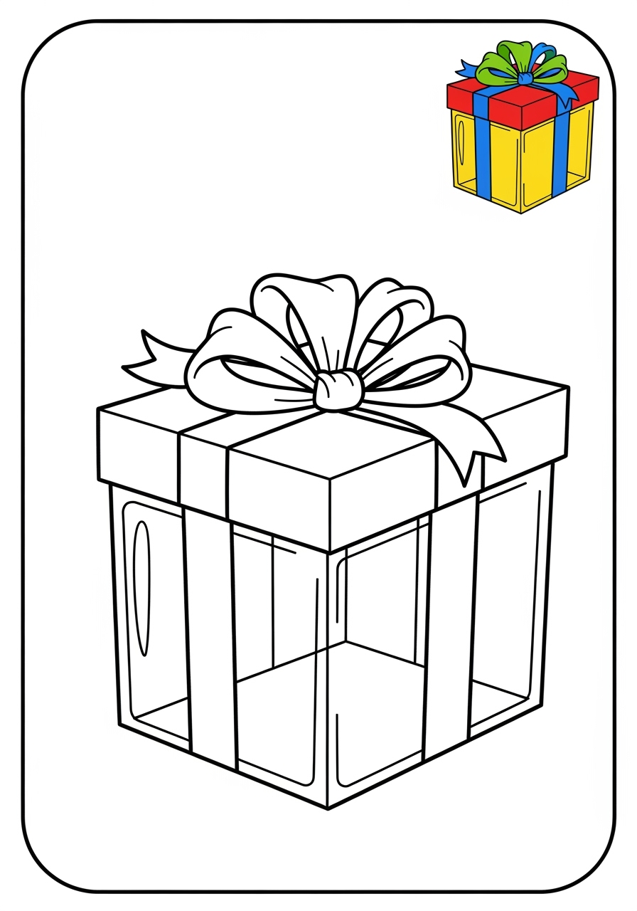 easy holidays and celebrations Birthday & Others gift box kids coloring page 1