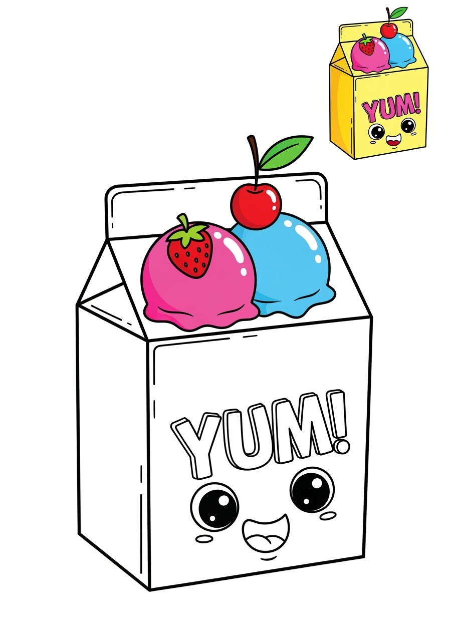 easy holidays and celebrations Birthday & Others ice cream kids coloring page 0