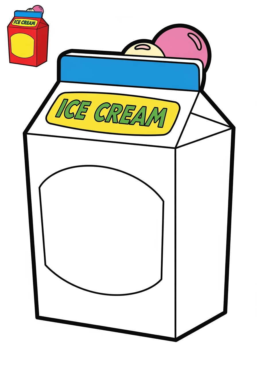 easy holidays and celebrations Birthday & Others ice cream kids coloring page 1