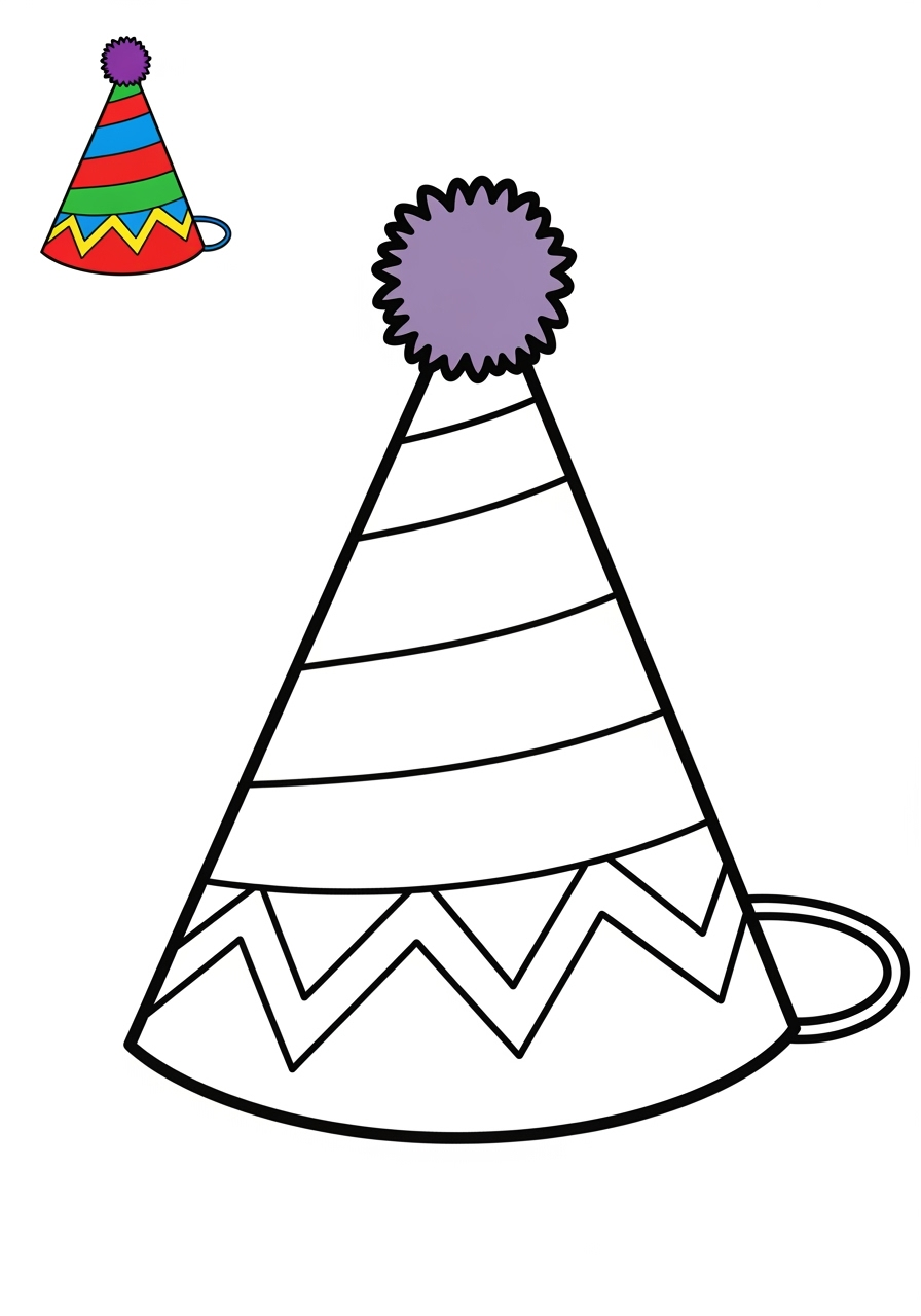 easy holidays and celebrations Birthday & Others party hat kids coloring page 1
