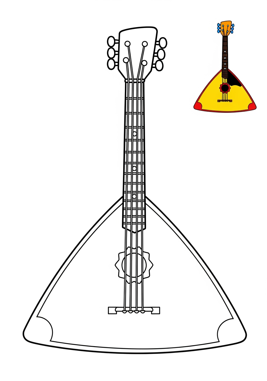 easy musical instruments Strings balalaika kids coloring page 0