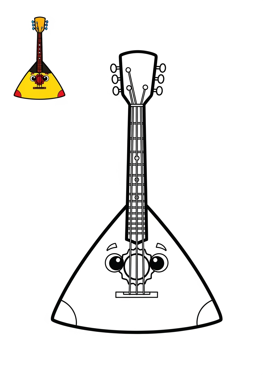 easy musical instruments Strings balalaika kids coloring page 1