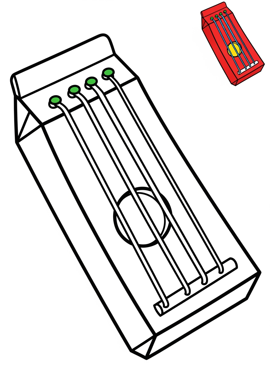 easy musical instruments Strings zither kids coloring page 0