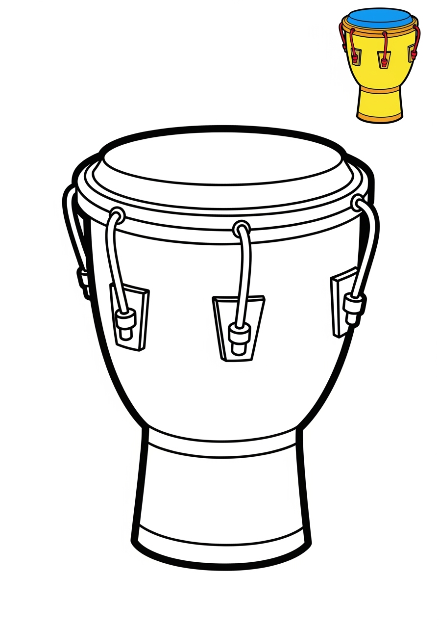 easy musical instruments Percussion conga kids coloring page 0