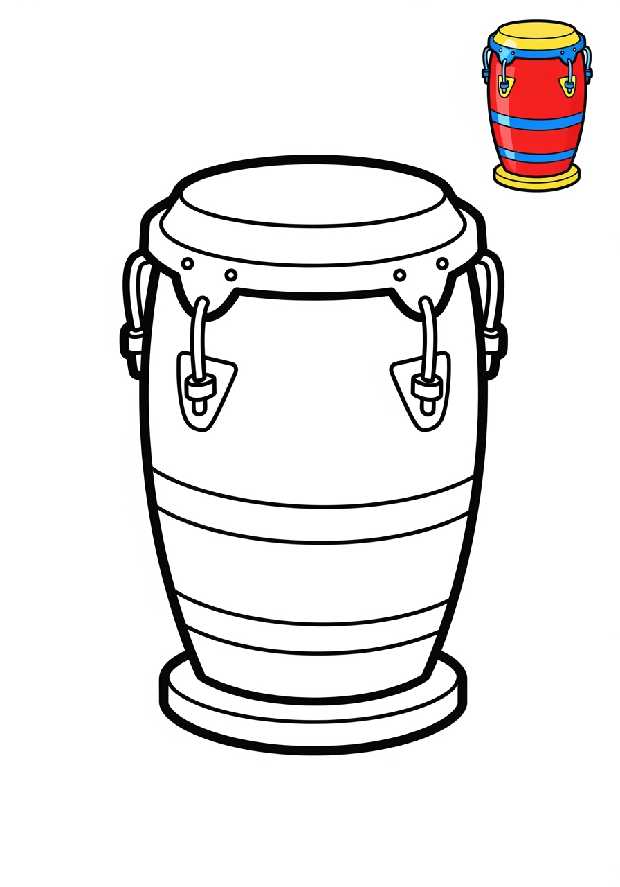 easy musical instruments Percussion conga kids coloring page 1