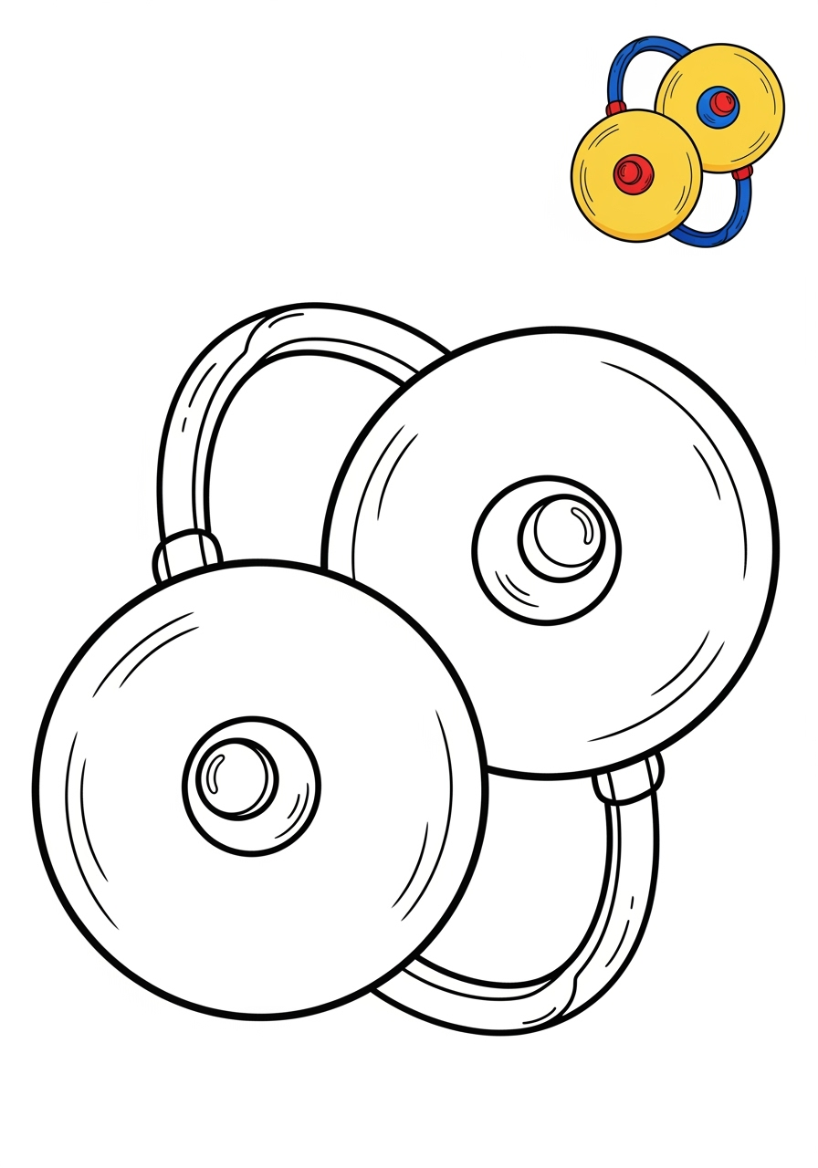 easy musical instruments Percussion cymbals kids coloring page 1