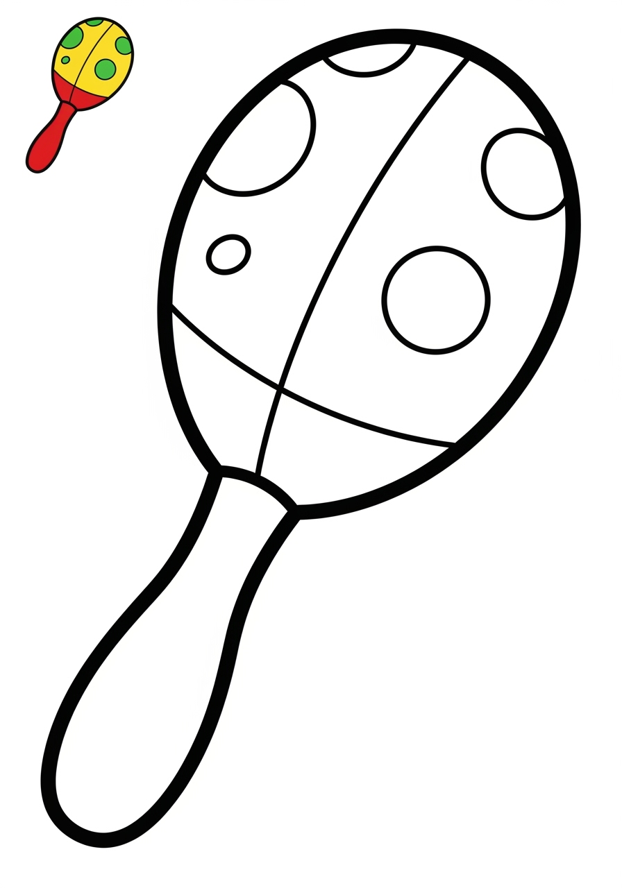 easy musical instruments Percussion maracas kids coloring page 1