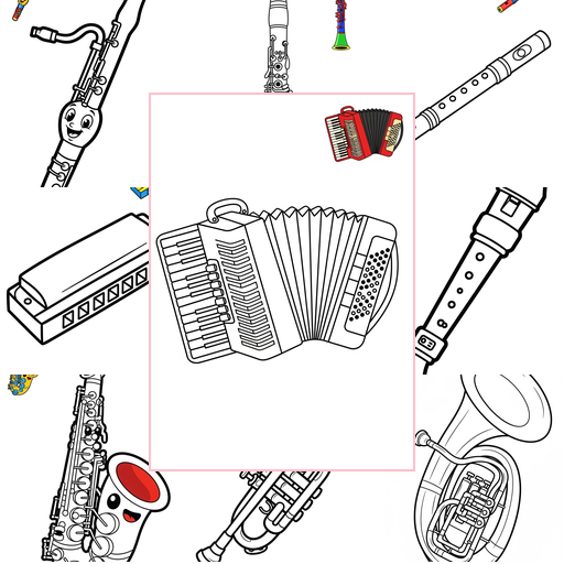 Easy Musical Instruments Wind Coloring Sheets Collections Thumbnail