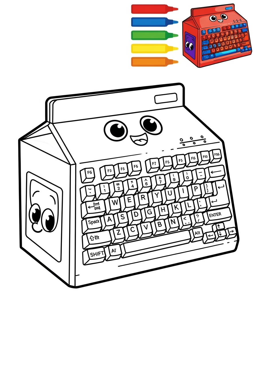 easy musical instruments Electronic & Other keyboard kids coloring page 0