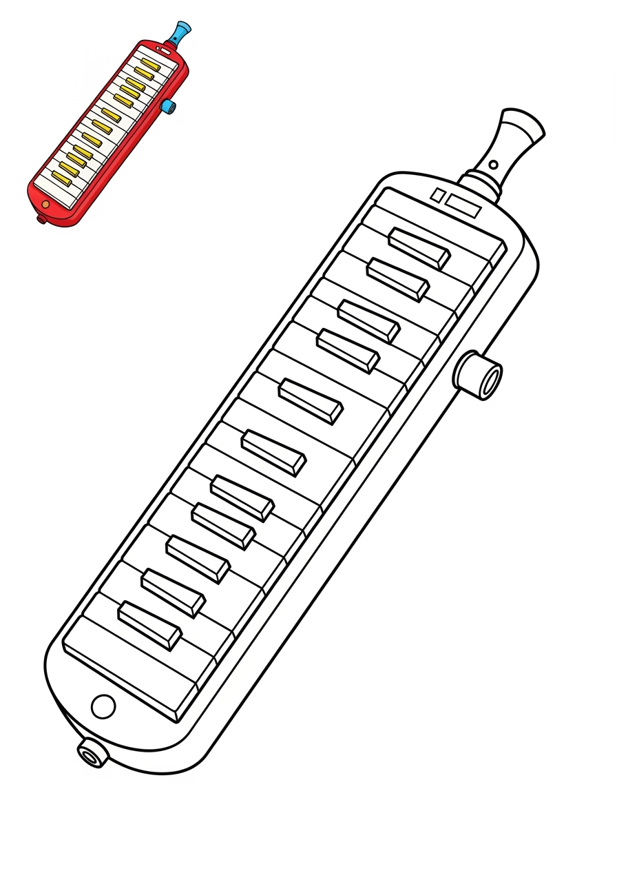 easy musical instruments Electronic & Other melodica kids coloring page 1
