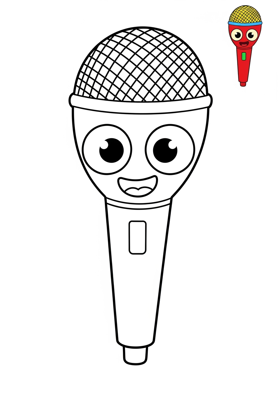 easy musical instruments Electronic & Other microphone kids coloring page 0