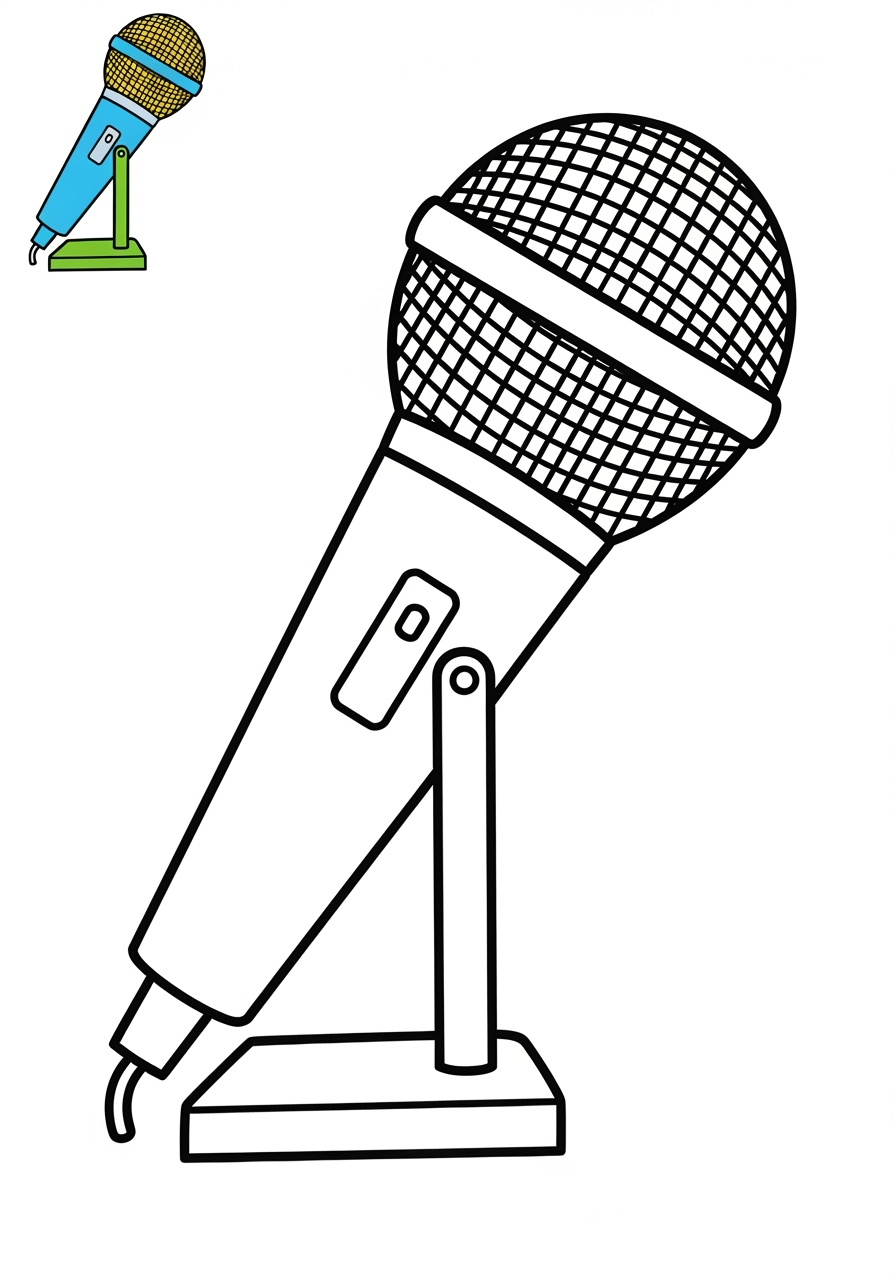 easy musical instruments Electronic & Other microphone kids coloring page 1