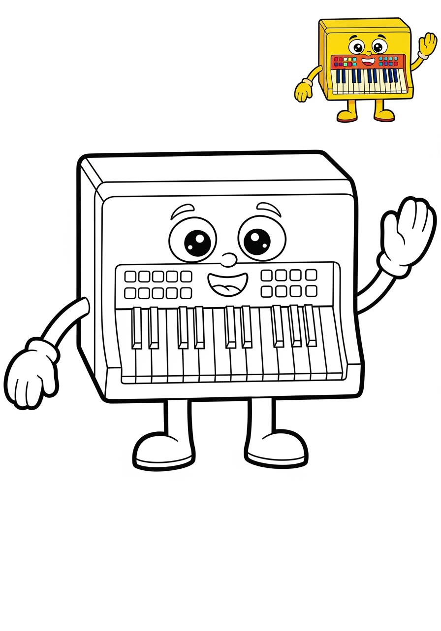 easy musical instruments Electronic & Other organ kids coloring page 0