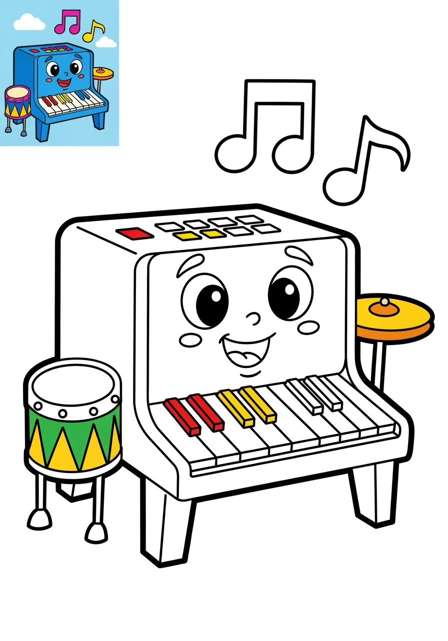 easy musical instruments Electronic & Other organ kids coloring page 1