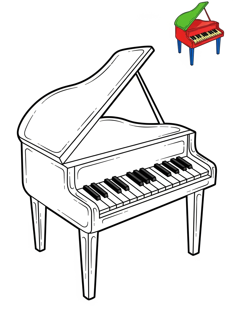 easy musical instruments Electronic & Other piano kids coloring page 0